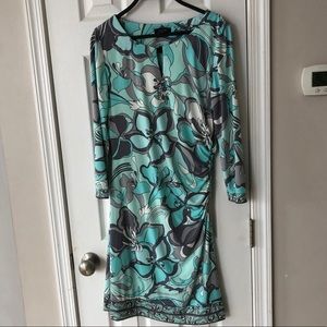 Tahari teal and black career dress 8